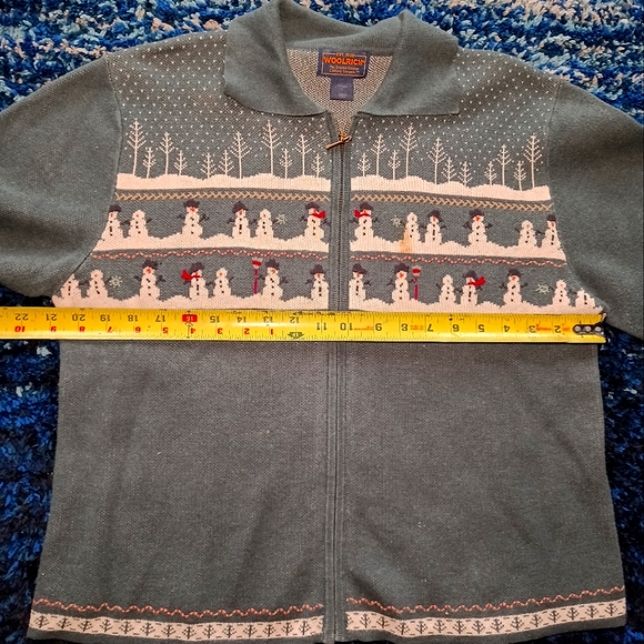 Woolrich Sweater Full Zip Up Cardigan With Snowmen - Picture 8 of 9